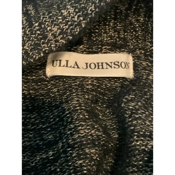 Ulla Johnson Metallic Gold & Black Cashmere Sweater W/ Rabbit Fur Trim, Size P - Picture 8 of 9